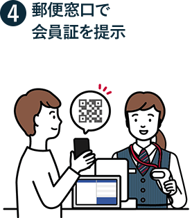 ④ 郵便窓口で会員証を提示